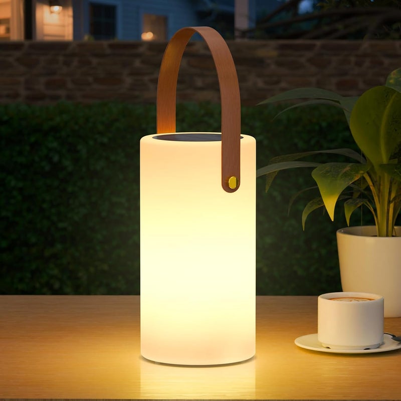 Nice Buy مصباح طاولة شمسي محمول 2 في 1 شاحن فانوس خارجي مع أضواء RGB بدون سلك، مقاوم للماء IP44 للحديقة والتراس والتخييم والبالكون - Image 1